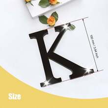 黑色字母墙贴 A-Z - 单个字母高度 4 英寸/6 英寸/8 英寸，亚克力镜面，带 0.4 英寸厚泡沫背衬。双层设计呈现 3D 立体效果；单层设计更显简约。自带背胶，可粘贴于墙面或玻璃上。撕下保护膜即可呈现镜面效果。 - 黑色 - 查看 60