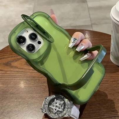 Ốp lưng điện thoại trong suốt hình sóng có thể gập lại hai trong một tương thích với iPhone 17 Pro Max 17 Air 17 16 15 12 13 14 Pro Max 11 Plus Ốp lưng bảo vệ chống sốc hình sóng 3D thời trang