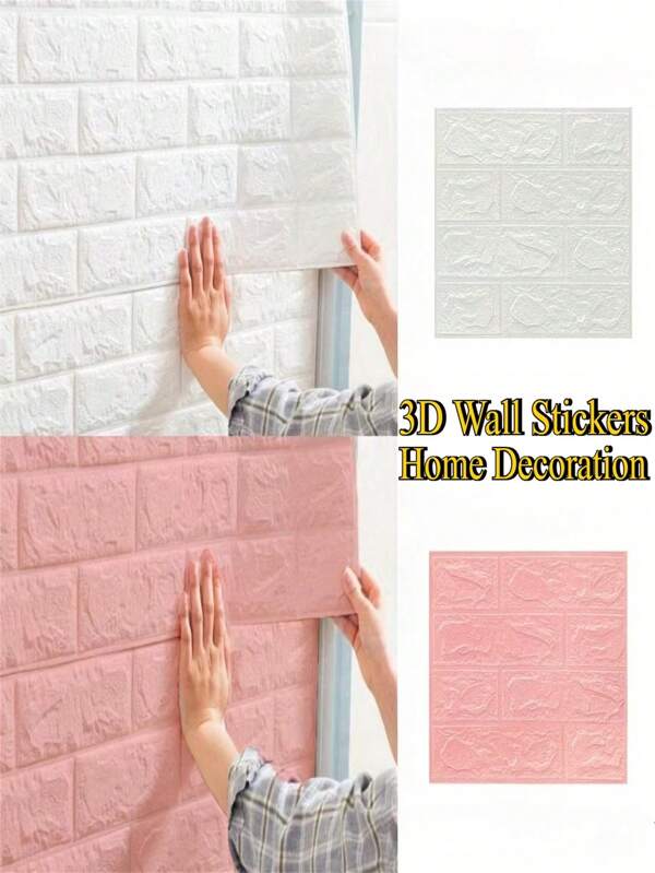 5/10/20/40/60/100pcs Brick Pattern Wallpaper, 3D Self-Adhesive Wall Stickers, Easy To Peel And Stick, Waterproof Wallcovering, 13.78 X 11.81 Inches, Suitable For Kitchen, Living Room, Bedroom, Balcony And Corridor Decor