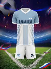 潘帕斯雄鹰阿根廷定制图案和标志，姓名和号码男女通用足球衫，透气速干时尚运动 T 恤，适合羽毛球、排球和足球训练