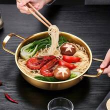 3 Pieces1-Piece Stainless Steel Double-Layer Pot Set - Golden Coating, Cookware, Suitable For Making Hot Pot, Soup, Ramen, And Cooking Seafood - Essential Items For Kitchens And Restaurants - Multicolor - View 7