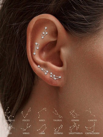 Single One Earrings S925 Sterling Silver Earrings Mini Earrings Twelve Constellations Earrings Stud Earrings Mini Women Jewelry Gift