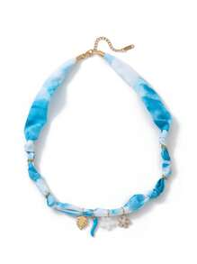1pc Beach Vacation Leisure Style Colorful Ribbon Marine Life Tropical Flowers Palm Tree Shell Star Pendant Women's Necklace, Electroplated 18K Gold Waterproof And Sweat Proof, Suitable For Daily Wear And Use, Women's Jewelry, Women's Accessories, Suitable For Giving To Wives, Mothers, Girlfriends