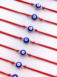 LORRILIA Set de 12 pulseras trenzadas con amuleto de ojo maligno rojo de buena suerte, pulsera de la amistad, regalo de joyería, paquete familiar para compartir al por mayor