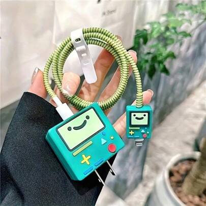 Étui de protection pour câble de données et de charge de robot de dessin animé, étui de protection en plastique anti-effondrement pour chargeur d', boîte de protection pour rallonge et câble, enrouleur de fil, étui de protection pour fil de chargeur 18w-20w, cadeau parfait pour les amis. Accessoires de protection de câble de chargeur, accessoires de téléphone