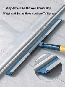 1pc Silicone+Aluminum Alloy 2-In-1 Mop & Squeegee, Adjustable Telescoping Handle Floor Glass Wiper, Slouchy Squeegee For Bathroom Kitchen Floor Cleaning