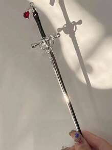 Sword Hair Stick Metal Sword Hair Clip Stick With Gemstone Pendant, Retro Style Hair Chopstick, Women Long Dense Hair Accessories, Bun Extension, Hair Bun Maker, Pins For Hair, Bun Hair Piece, Hair Styling Pins, School Stuff