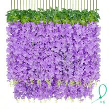 Artificial Wisteria Hanging Flowers Fake Wisteria Flower Garland Silk Vines Rattan Decor For Home Wedding Arch Wall Garden Greenery Bedroom Outdoor Office Party Decoration, Valentine Day, Gift Gifts Birthday Graduation