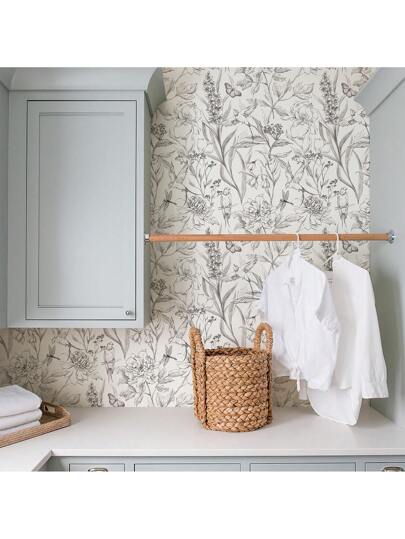 117.32*789.4 Inch/ 17.32*118.11 Inch Flowers Birds Wit Painted Flower Bird ation Bathroom Wallpaper Peel Stick Furniture Renovation Contact Paper view 4