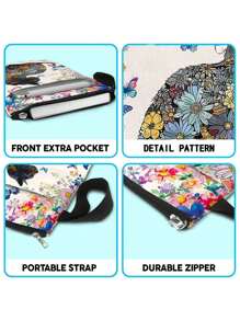 Fundas para libros con diseño de flores y gatos, protector de libros vintage, funda de tela lavable con cremallera y bolsillo adicional para amantes de los libros, regalos para compañeros de clase, regalos de vuelta al cole para niños y niñas.