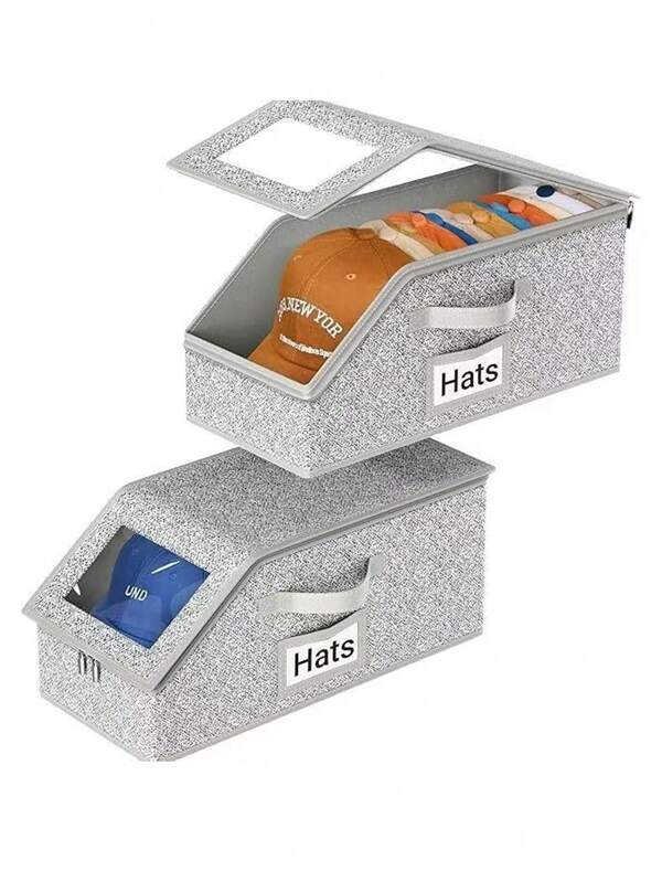 1pc Hat Storage Box Zipper Box Hat Dustproof Storage Box Large Capacity Stackable Baseball Hat Storage Box