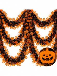 1pc Halloween Decoration, Halloween Metal Wire Wreath With Orange Pumpkin, Black Spiders, Purple Bats, Shiny Metallic Twisted Wreath For Home, Indoor, Outdoor, Party Decor Home Decor Fall Decor Room Decor