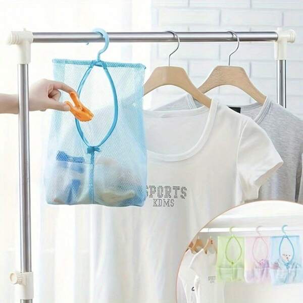 2/1pc Hanging Storage Net Bag, Multi-Purpose Clip Organizer Bag For Kitchen, Bathroom, Multipurpose Hanging Storage Bag For Drying And Storing Items, Kitchen Accessories, Bathroom Accessories, Home Organization And Storage