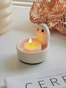 1pc Mini Ghost Shape Candlestick, Ceramics Ghost Candle Holder Tealight ,White Handmade Ceramic Candlestick ,Cute Cartoon Small Ghost Candle Holder,Tea Light Holders Christmas Decorative Candlestick,Gift For Lovers Mothers Friends(Ghost), Decor