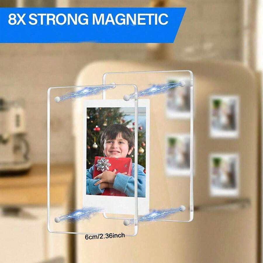 5/10 khung ảnh nam châm tủ lạnh Acrylic, khung ảnh mini trong suốt để chụp ảnh lấy liền, khung từ tính để trưng bày tủ lạnh - Nhiều màu - Xem 1