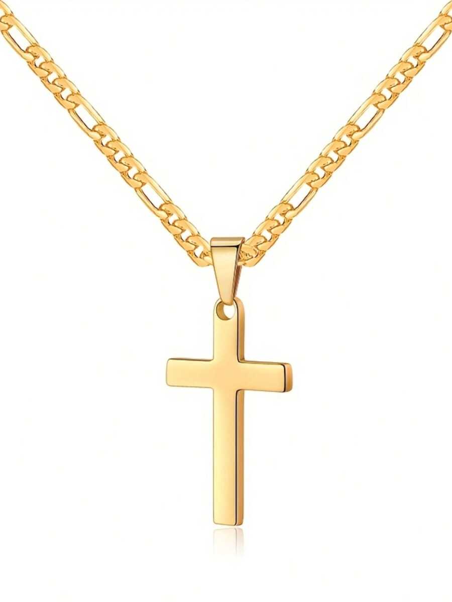 [LUXEJEW 金项链] LUXEJEW 18K 镀金项链 | 十字架吊坠项链 男女通用 16-24 英寸 - 彩色 - 查看 1