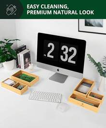 5-Piece Bamboo Drawer Organizer Set – Multi-Use Storage Trays For Kitchen, Bathroom, Office, Makeup, Jewelry & More – Junk Drawer Tray, Utensil Holder, Storage Box & Bin Set (5 Boxes) - 5 Boxes - View 8