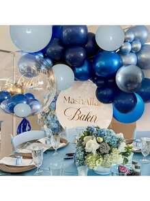 47pcs/Set 10-Inch Blue/Metallic Color Series Latex Balloons, Suitable For Anniversary, Birthday Party, Christmas Scenery Decoration, Family Gathering, Outdoor Picnic, Graduation Party, Bachelor Party, Wedding, Valentine's Day And Other Indoor And Outdoor Decoration Balloons