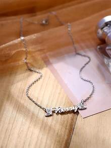 Personalized Butterfly Name Necklace, Stainless Steel Chain Pendant Jewelry, Best Birthday Gift For Women - Silver - View 2