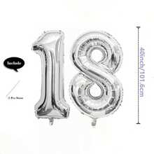 40 Inch Silver Number Balloon Large Number Aluminum Film Balloon Suitable For Birthday Party Wedding Anniversary New Year Decoration Christmas Valentine'S Day Decoration Photo Background Decoration