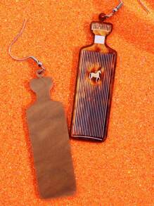1 Pair Fashionable, Exquisite, Versatile, Distinctive, Retro, Creative, Unique Hip-Hop Punk Brown Bottle Acrylic Dangle Earrings For Women, Suitable For Daily Wear, Commute, Festivals, Holidays, Parties