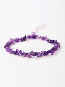VE 1pc Purple Crystal Accent Mobile Phone Lanyard, Delicate Short Wrist Strap, Fits For Camera/Phone Charms, Random Natural Gemstone Color - Widgets - View 5