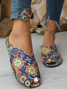 Women's New Criss-Cross Strap Flat Casual Versatile Black Comfortable Slippers, Simple Solid Color Elegant Flat Sandals For Outfit Pairing