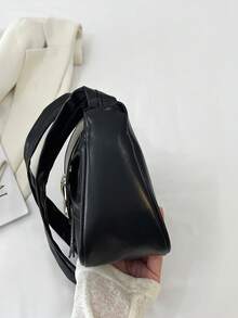 Cloud Ruffle Solid Color Bow Decor Fashionable Shoulder Bag - Black - View 9