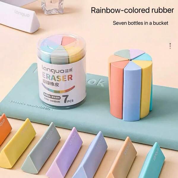 Blue Fruit Triangle Bucket Erasers, Smudge-Free Drawing Eraser, Daily Sketch Highlight Eraser