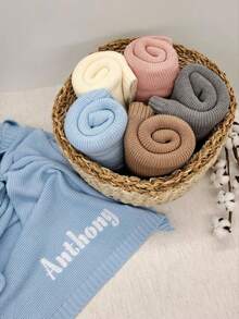 Personalized Embroidered Name Blanket, Baptism Birthday Gift, School Blanket, Multiple Embroidery Thread Colors Available, Heirloom Quality - Multicolor - View 3