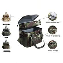 New Outdoor Camouflage Double-Layer Picnic Bag, Camouflage Tactical Lunch Box Ice Pack, Large Capacity Thickened Lunch Bag Cooler, Non-Food Contact