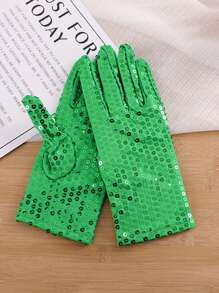1Pair Silver Sequin Gloves Mesh Glitter Gloves Sequin Dance Gloves For Dress Costume Accessory Sequin Dance Gloves Costume Silver Glitter Short Gloves For Skating Dressing Accessory Halloween