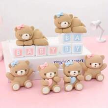 1 Pc Cake Decoration Small Bear Cake Topper, Figurine Bear, Mini Bear Doll Cake Decoration, Suitable For Use At Parties, Birthday Parties, Weddings, Anniversary Celebrations, And Cake Decorations - Pink - View 13