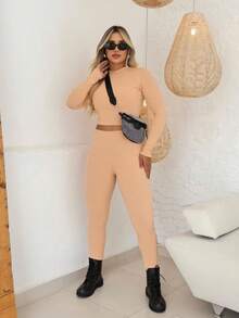 Closet Digital - Conjunto Feminino com Bojo em Tecido Anarruga – Moda Casual e Confortável - Tamanho Único. - Bege - Visão 2