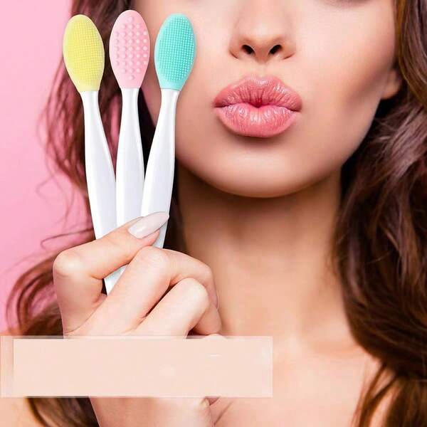 3件套双面黑头清洁刷、洗面刷、唇部和面部清洁刷、化妆刷，用于毛孔