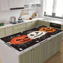 1 pieza Alfombrilla para barra de café, escurridor, alfombrilla de goma suave y absorbente a prueba de agua para secado de platos, con impresión de serie de Halloween con fantasma, calabaza y telaraña, para decoración de encimeras, restaurantes, cocina, mesa de comedor del patio, artículos del hogar