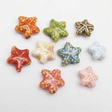 10 件釉面陶瓷珠，海星隔珠 2 毫米孔贝壳，适用于手链、耳环和项链，DIY 海滩珠宝和工艺品 - Sea Star Beads - 查看 7
