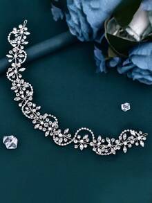 1 件手工制作可调节水钻镂空腰带，女士婚礼派对礼服配饰 - 銀色 - 查看 4