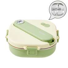 800 毫升便携式方形分隔午餐盒带餐具，3/4 格密封防漏 304 不锈钢便当盒，可爱卡通大容量午餐盒，带盖餐盘，可微波炉加热和热水加热，适合学生和成人在学校、办公室、户外露营、野餐、旅行中使用 - 彩色 - 查看 14