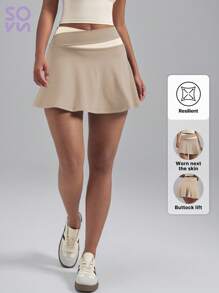Soyun Women's Sports Skirt Color Matching 2 In 1 Light And Suitable For Outdoor Activities Travel And Gym