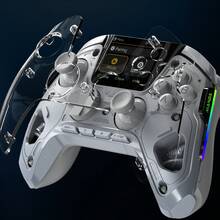 （无漂移）适用于 IOS/Switch/PC/Android/Steam 平台的交互式屏幕无线游戏控制器，霍尔效应摇杆和扳机，RGB 照明，可重新映射按钮，1800mAh 带充电底座-V2（白色）。[注意]与 、PS 不兼容 - 白色 - 查看 4