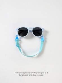 1pc Baby/Toddler Fashion Anti-Drop Sunglasses, TPEE Soft Frame Comfortable Infant Sunglasses, Cute Casual Vacation Polarized TAC Anti-Glare Sunglasses For 0-2 Years Old Boys And Girls