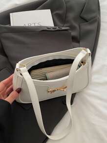 Stylish PU Leather Crossbody Bag With Lovely Bowknot Metal Decor, Elegant, Chic, Fashion For Daily & Casual Use, Fashionable Bow Purse For Women