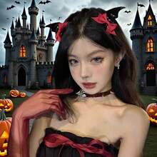 2 件魔鬼蝙蝠翼发夹，万圣节派对装扮照片角色扮演发饰，性感可爱的万圣节和日常发夹，有趣的蝴蝶结装饰道具头饰