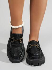 Vielseitige Damen Lässig Schleife Dekor Niedrig Absatz Easy-On Loafer, glänzendes Material retro elegant britischer Stil bequeme Plateausohle Flach Schuhe, schwarz, weicher PU Material britischer Stil Flach Lässig Pendelverkehr Flache Schuhe, Frühling-Herbst
