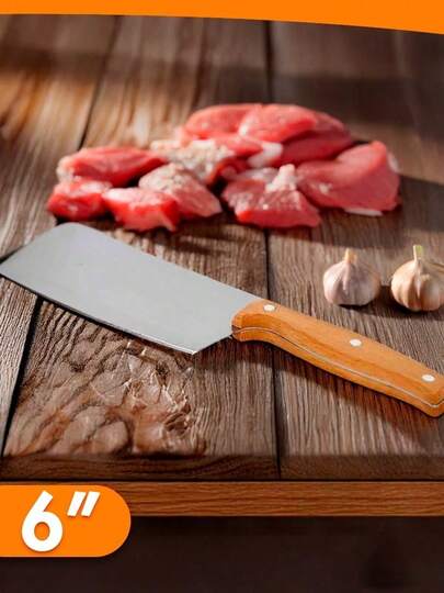 Faca Cutelo Profissional De Ferro 6'' Machadinha Para Cozinha Carnes Churrasco Verduras