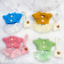 3 piezas (Ropa + Vestido + Bolsas) Ropa de muñeca para Labubu, Conjunto de atuendos de Labubu, Adecuado para ropa/accesorios de muñeca de 17 cm, Armario de colección de muñecas, Bolso y accesorios de muñeca Labubu, Disfraces de muñeca de tela (Sin muñeca)