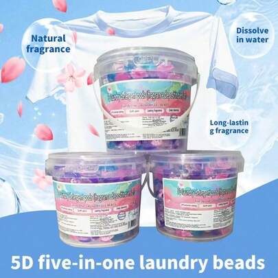 5-In-1 Powder Detergent Pearls, Laundry Pearls, Long-Lasting Fragrance, Strong Stain Removal, Color Protection, Concentrated Laundry Liquid, Laundry Gel Pearls, Fragrant Pearls, Laundry Liquid, Fabric Softener, Suitable For Washing Machines