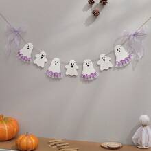 Halloween Cute Ghost Wearing Dress Party Decoration Banner, Bow Flag Garland - Multicolor - View 11
