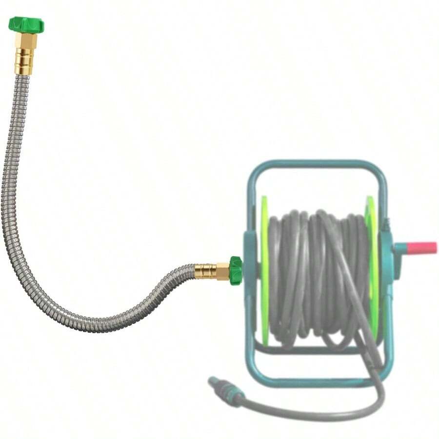 2FT Short Garden Hose With Female To Female Connector Metal Leader Hose For Hose Reel Connection 304 Stainless Steel Durable Water Hose 2ft - Silvery - View 1